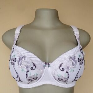 Fauve Aurelia Underwired Bra Demi Cup White Floral Embroidery Lace New 32FF